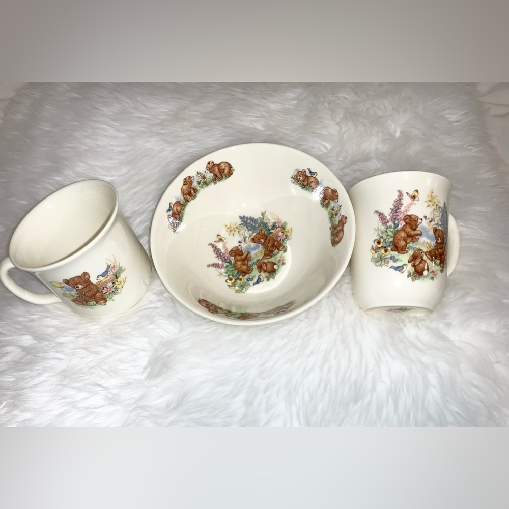 ROYAL KENT $150 TODDLER made in England child’s fine China bowl & 2 cups lot - Picture 9 of 9